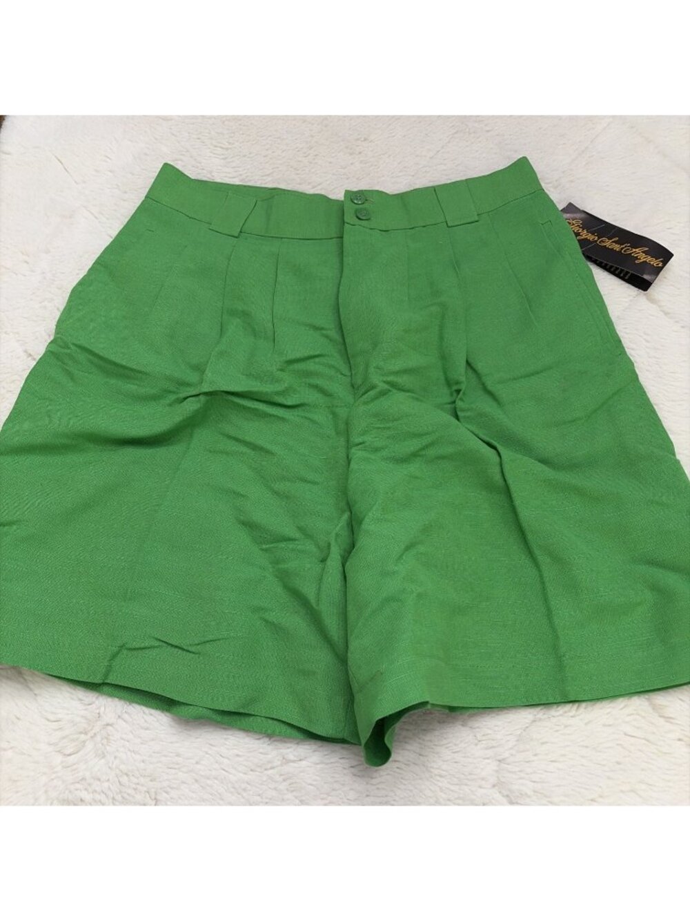 Giorgio Saint Angelo Womens 14 Linen Blend Pleated Shorts Green NWT